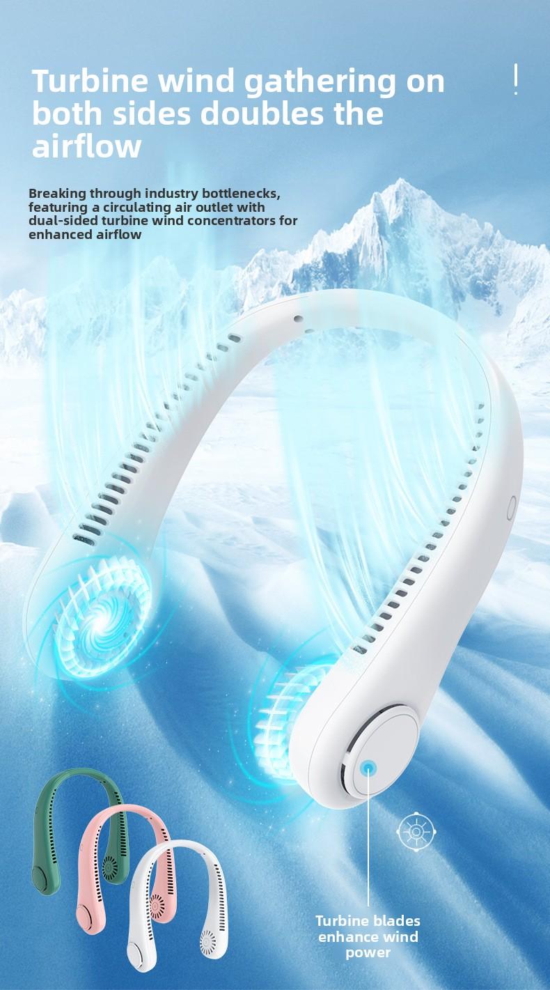 Three-speed adjustable neck fan, outdoor high-endurance portable universal USB hands-free neck fan