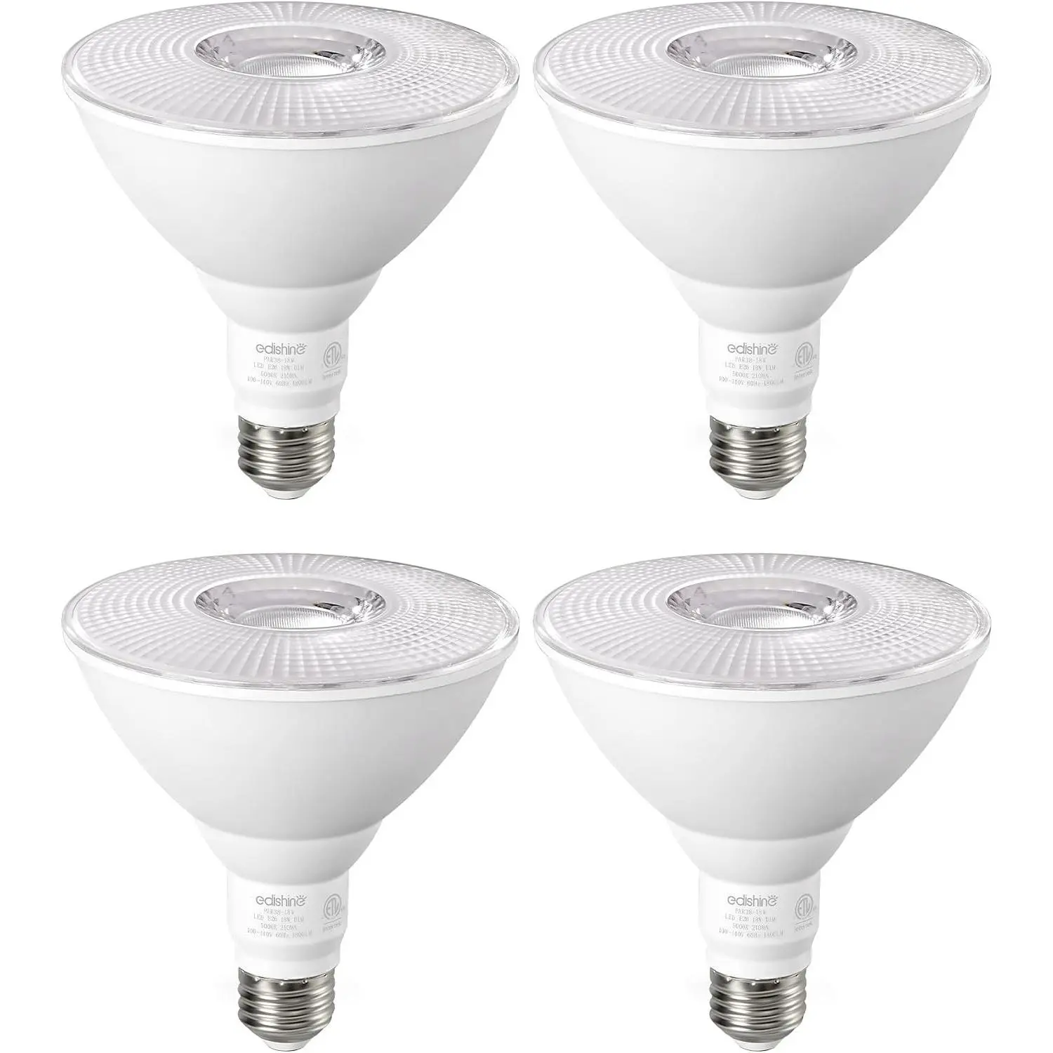 PAR38 Flood Lights Outdoor Bulb, Dimmable LED Flood Light Bulbs, 1800LM, 18W Equivalent 120W, Weatherproof LED Light Bulb for Backyard, Garage, Porch, Garden, 5000K Daylight, E26, 4 Pack