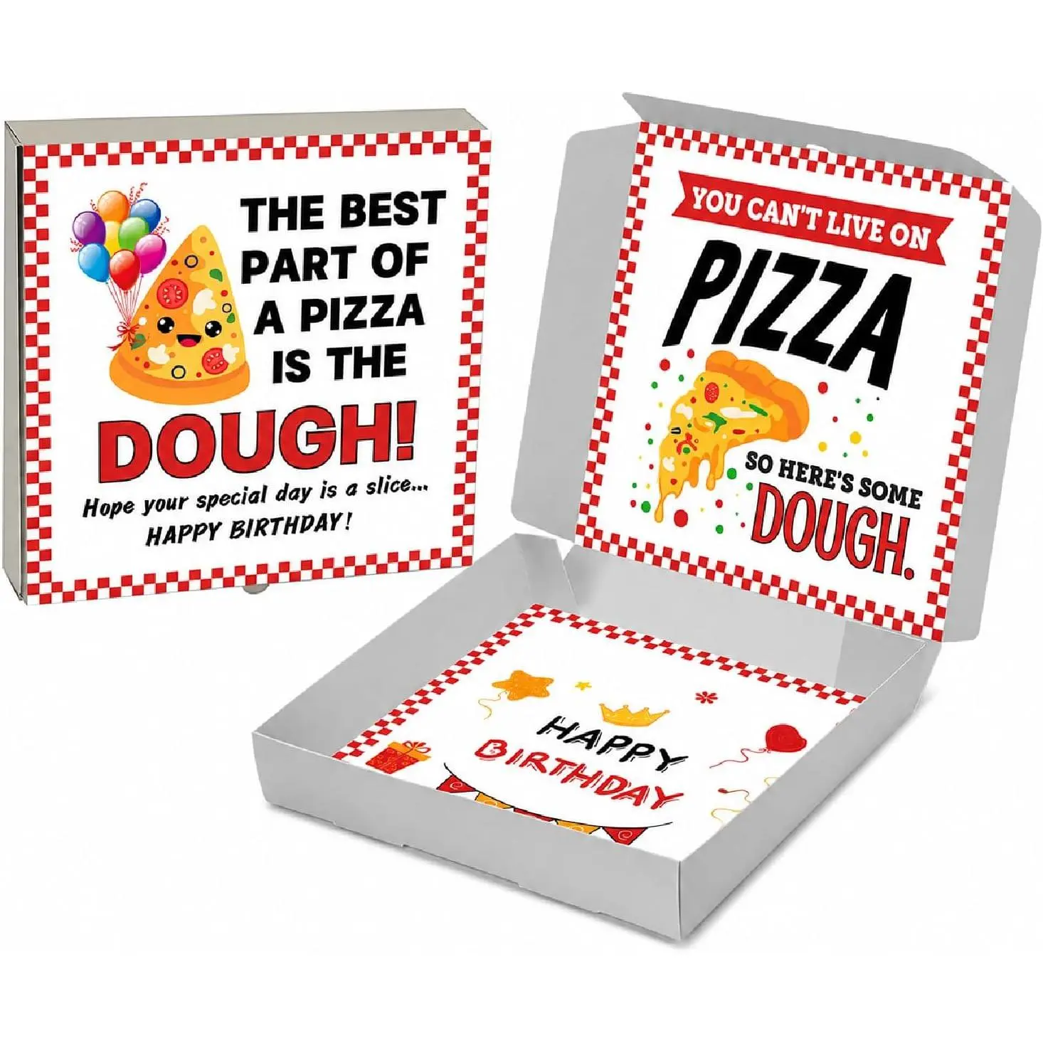 2 count  Box for  Birthday  Pizza Box  10 x 10 Inch Fun Pizza  Boxes for  Holder Birthday Wedding Party ( Not Include)(Bright)