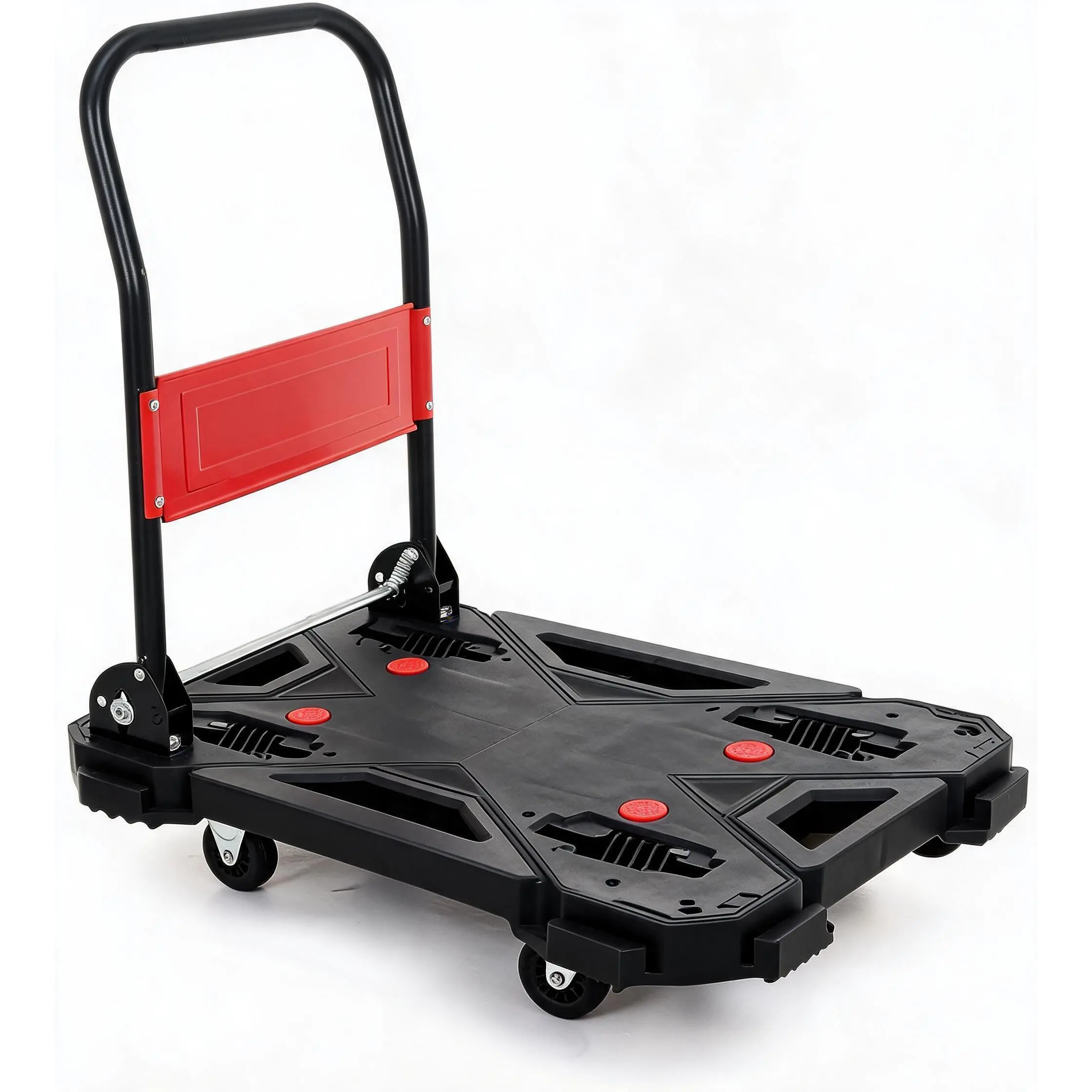 Collapsible Flatbed Platform Truck Push Cart Dolly, 360° Swivel Casters, Non-Slip Deck, Lightweight Space-Saving Platform Cart for Warehouse/Factory/Retail