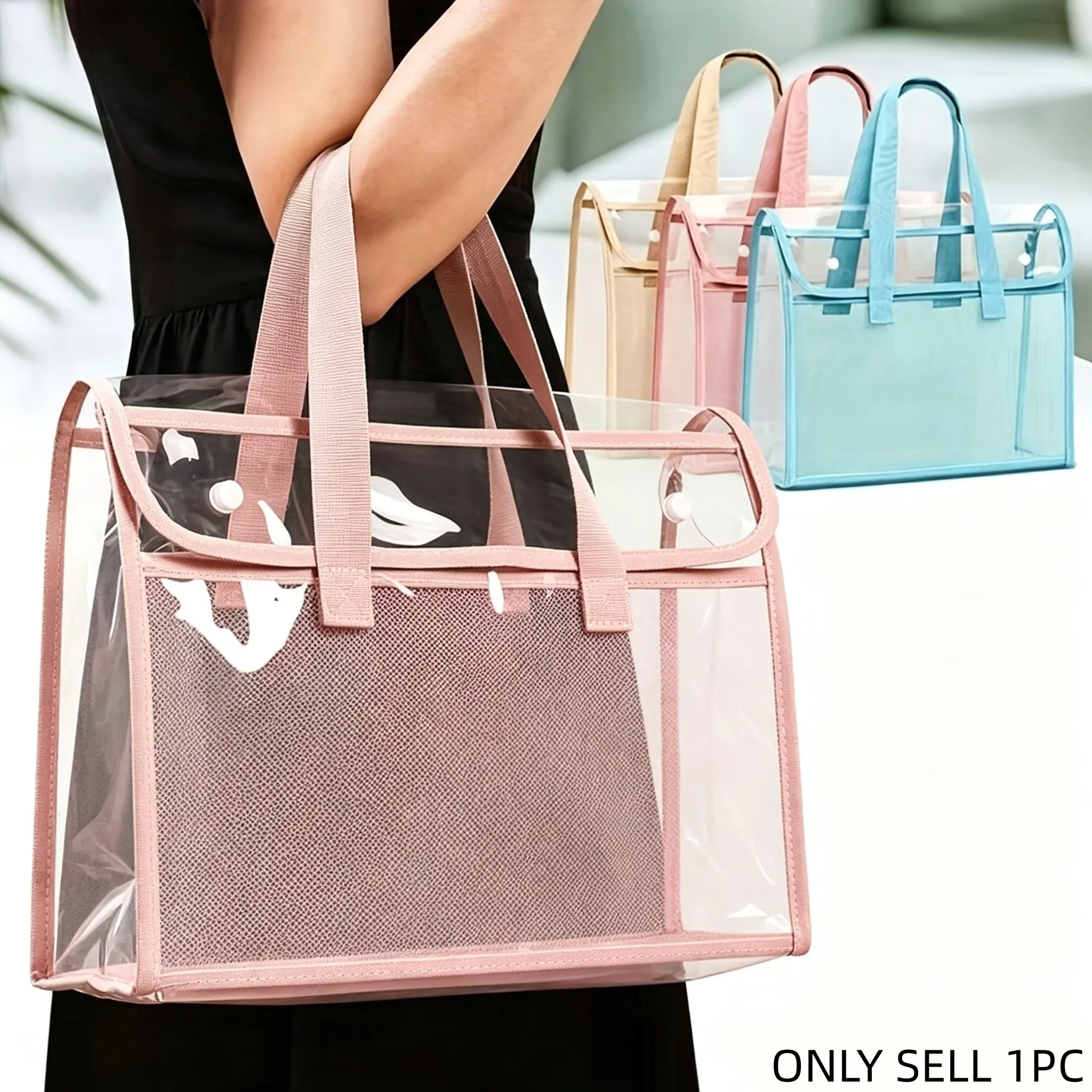 Large Capacity Transparent PP Multi Pocket File Bag Thick Handled Waterproof for Tablet A4 Paper Stationery Clear View Easy Access Student Test Paper Homework Book Organizer Back to School Teacher Day Practical Gift Storage Bag