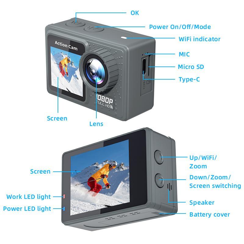 High-definition Sports Camera, 1 Set Waterproof Recorder Camera for Diving Swimming Bicycle Motorcycle, Outdoor Sports Mini-camera with 32GTF Card