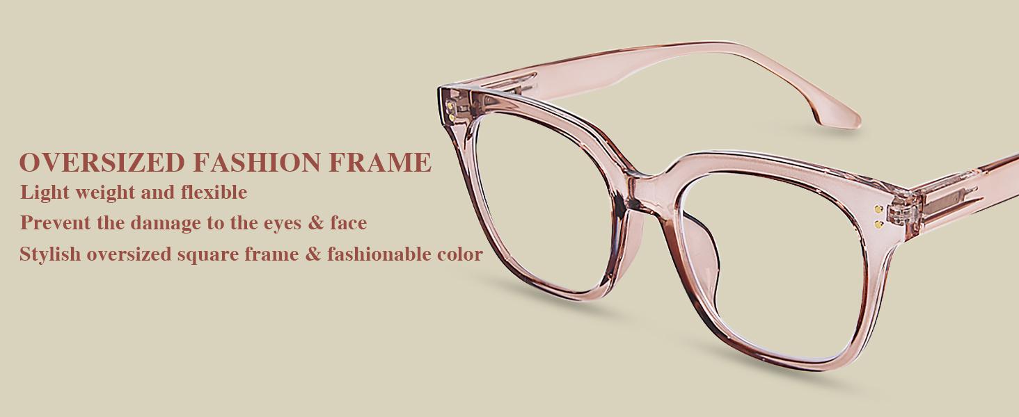 Progressive Multifocus Reading Glasses for Women Men Oversized Anti Blue Light Blocking Readers Square Eyeglasses