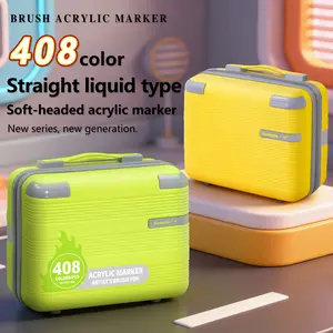 Guangna Acrylic Marker Pens, 360/408 Colors, Convenient Storage, Soft Tip, Auto Ink System, Ideal for Artists, DIY, Canvas, Wood, Glass, Fabric