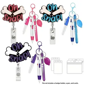 Blue Shiny Velcro Fastener Set, Includes Pen and ID Card Holder, Medical Gift for Orthopedic Doctors, Radiology Technicians, Hospital Staff
