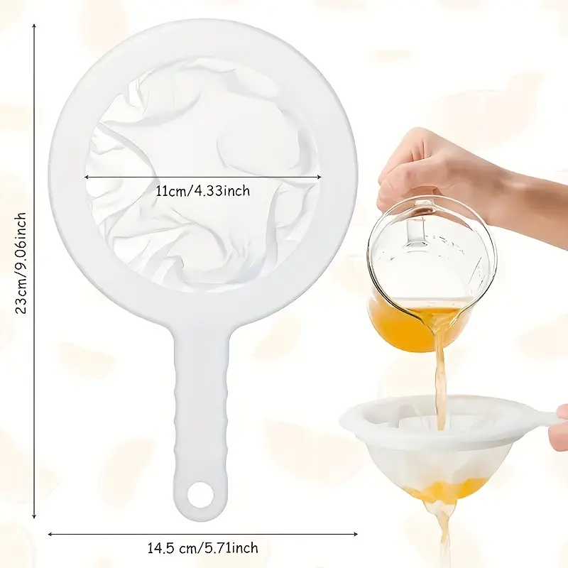 3Pcs Ultra-fine Nylon Mesh Strainer Set, Food Strainer with Plastic Handle, 100/200/400 Mesh Sizes, Durable Manual Sieve for Soy Milk, Coffee, Yogurt, Juice & Beer Yeast, Indoor & Outdoor Kitchen Use