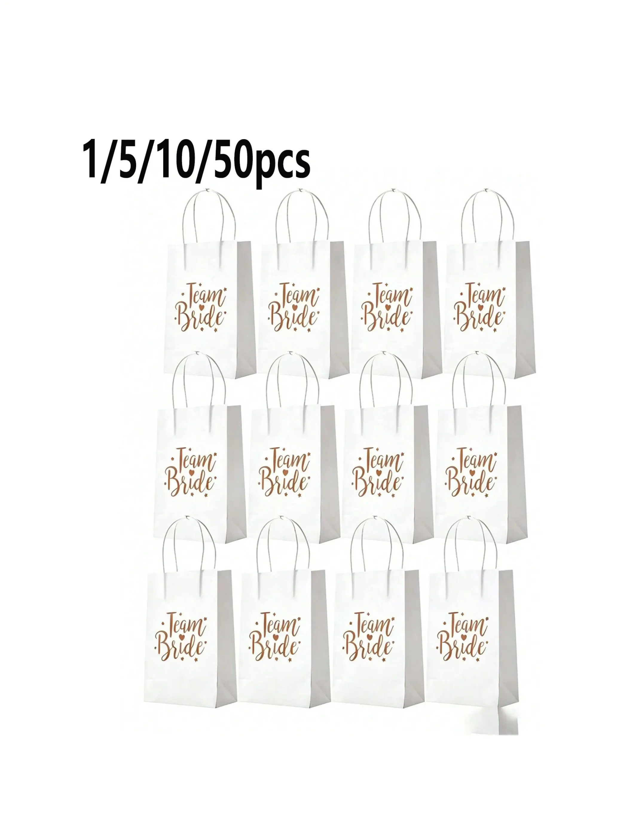 Rose Gold Gift Bags, Kraft Paper Handbags, Wedding Bridesmaid Favor Bags, Gift Wrapping Supplies, Fresh Style, Available in 1/5/10/50 Packs