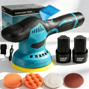 Cordless Car Buffer Polisher, 6 In Mini Buffer Polisher Kit with 2 Pack 12V Rechargeable Batteries,8 Variable Speed 2800-5500RPM Orbital Polisher for Car Boat Detailing, Polishing,Scratch Removing`