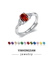 Yinhongsam Irish Vintage Trinity Knot Celtic Birthstone Ring, Elegant Oval Gemstone Stackable Ring, Personalized Birthday Gift for Girlfriend Mom