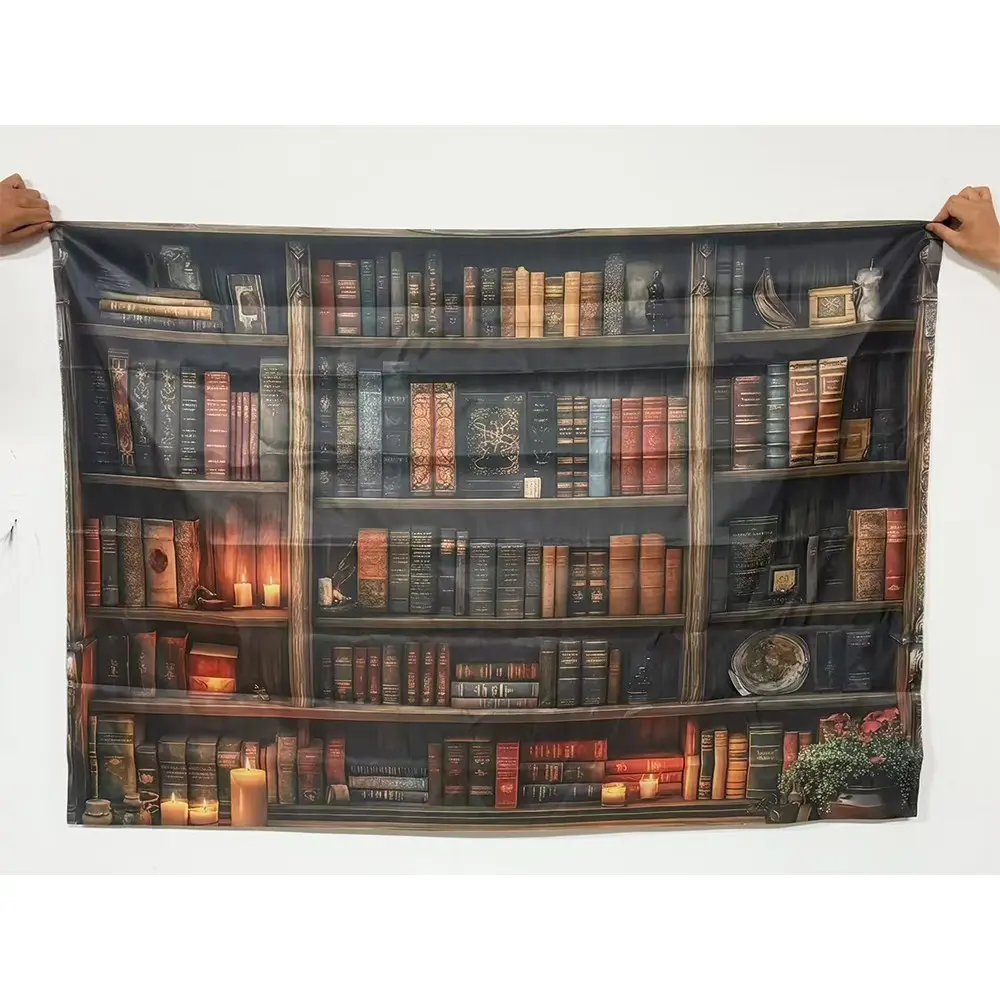 Vintage Book Theme Queue Banner, 1 Count Retro Book Themed Backdrop, Wall Hanging Backdrop, Photo Props Background Cloth for Home Party Decoration