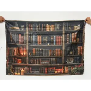 Vintage Book Theme Queue Banner, 1 Count Retro Book Themed Backdrop, Wall Hanging Backdrop, Photo Props Background Cloth for Home Party Decoration
