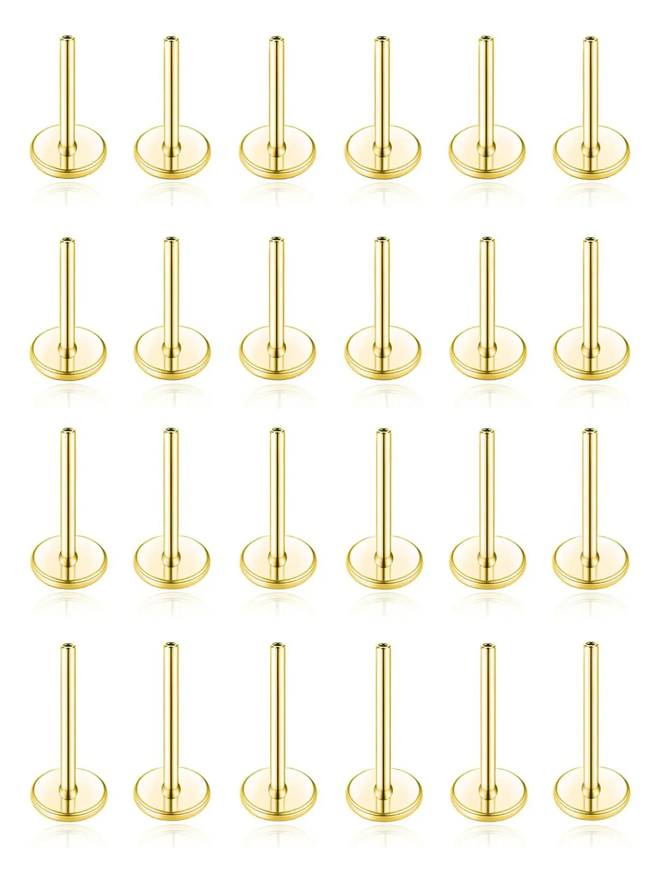 24Pcs Replacement Post Bar Surgical Steel Threadless Push in Flat Back Post for Stud Earrings Nose Ring Helix Cartilage Tragus Conch Lip Labret Piercing for Women Men 6mm 8mm 10mm