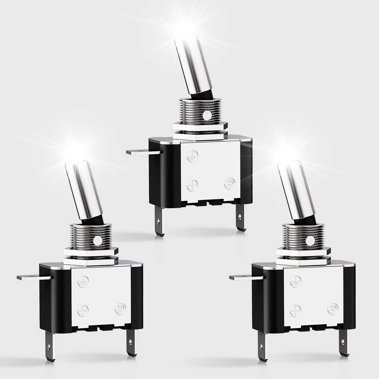 Nilight 3PCS White LED Rocker Toggle Switches - 12V 20A 3 Pin 2 Position SPST, High Cycle Life, On/Off Control, Heavy Duty, Rocker Style for Vehicle Use (Auto, Marine, RV)
