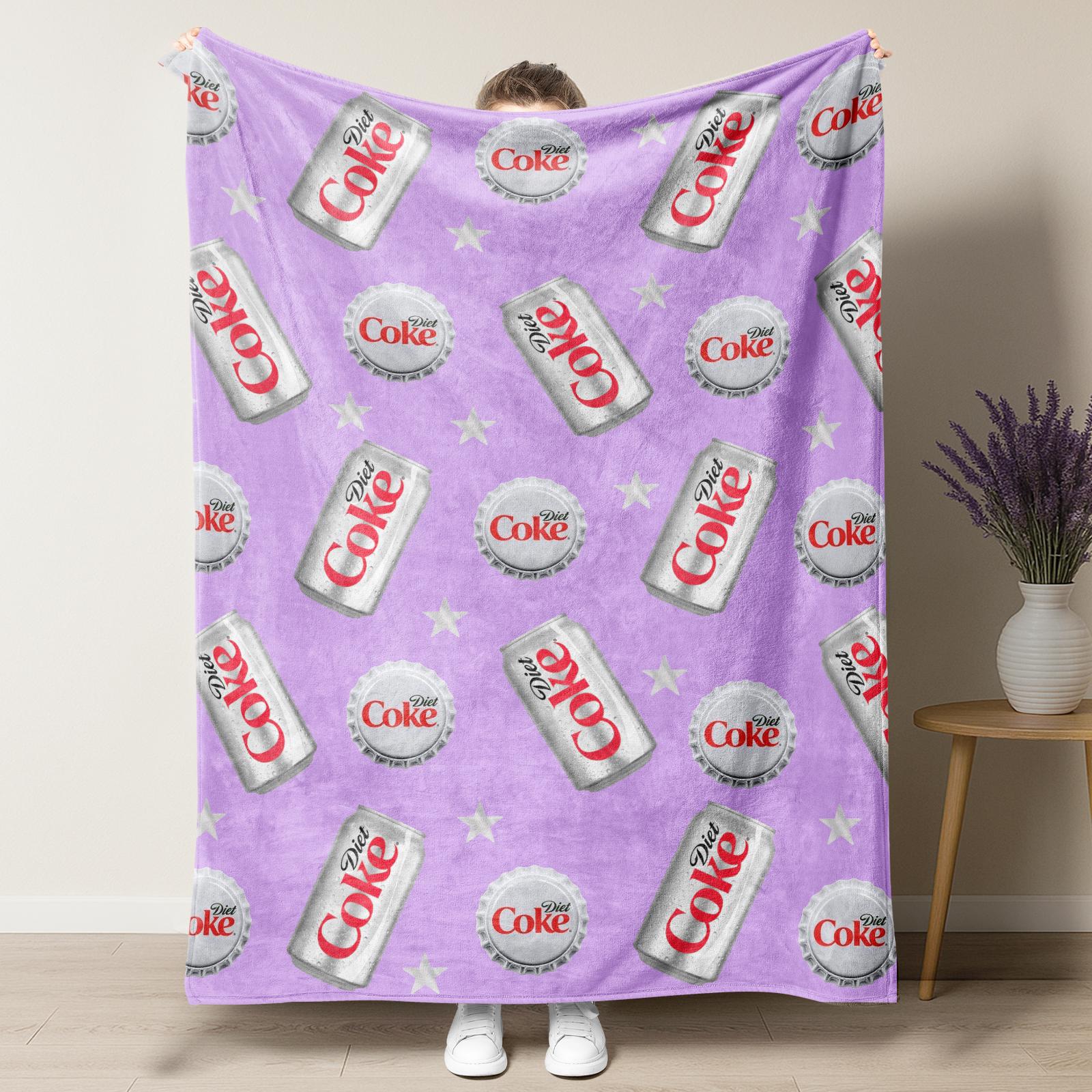 Diet Coke Bottle Cap Pattern Flat Velvet Blanket Diet Coke Blanket Soft fluffy lightweight flannel throw soft fleece blanket slogan print Gift