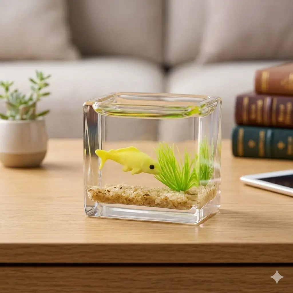 Moss Terrarium DIY Kit Thick Glass Eco Landscape Creative Container Desktop Hydroponic Plant Art Decor Mini Garden Set for Home Office Bedroom Multi-Scenes Fish Moss Planting Tool Decorations