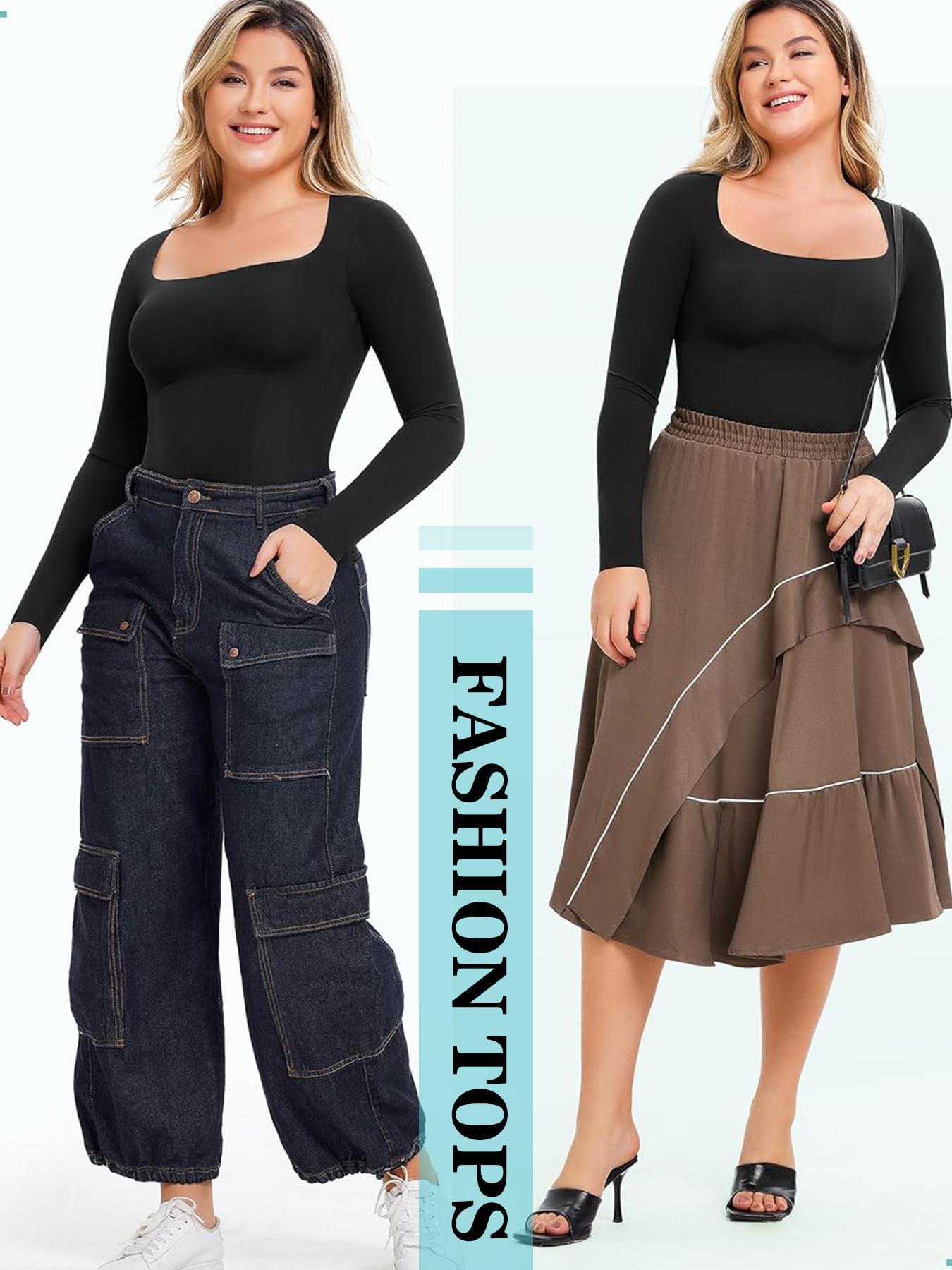 Women's Seamless Slim-Fit Long Sleeve Top, High Elasticity Comfortable Breathable Fabric, Casual All-Season Wear, No Underwear Needed