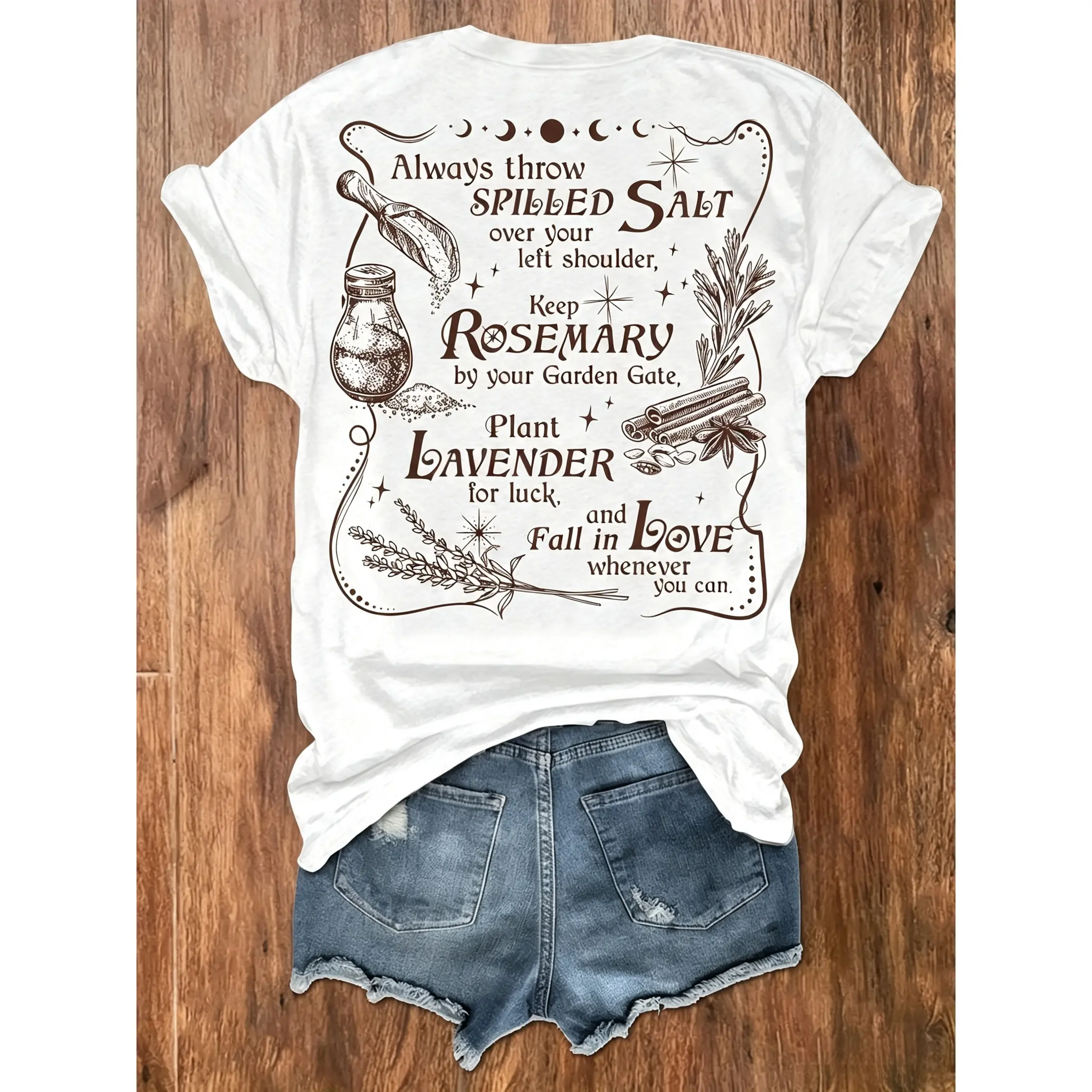 Women's Graphic T-Shirt, Owens Sisters Apothecary Vintage Style, Loose Feminine Shortsleeve Top in Thick Cotton for Halloween Casual Wear, Fabric, Soft, Outdoor