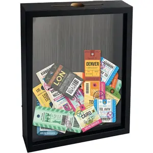 Ticket Shadow Box 8x10 Top Loading Display Case Frame with Top Slot, Customizable DIY Sweet Gift for Movie Travel Sporting Events Concert Ticket Stubs Beer Caps Memory Box