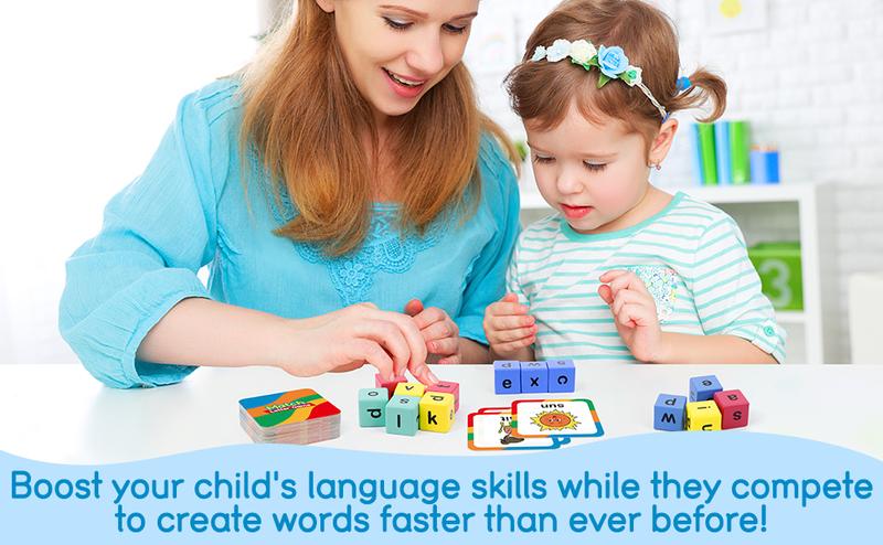 Word Race Cube - Preschool Wooden Alphabet Letter Blocks & Phonics ...