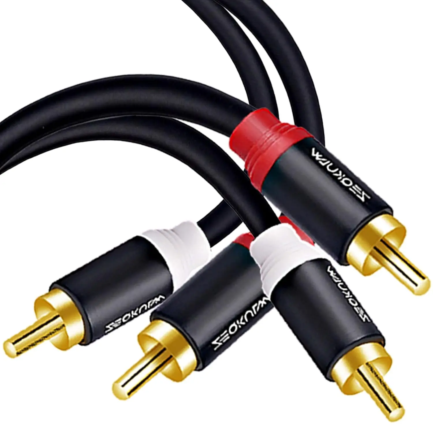 Audio Stereo  10 ft 2RCA Male to Male Audio  Cables  Shielded -Plated 2  Stereo  for  Audio Video Cord, Hi-Fi Systems or  Theater, HDTV(1, Black,10FT)