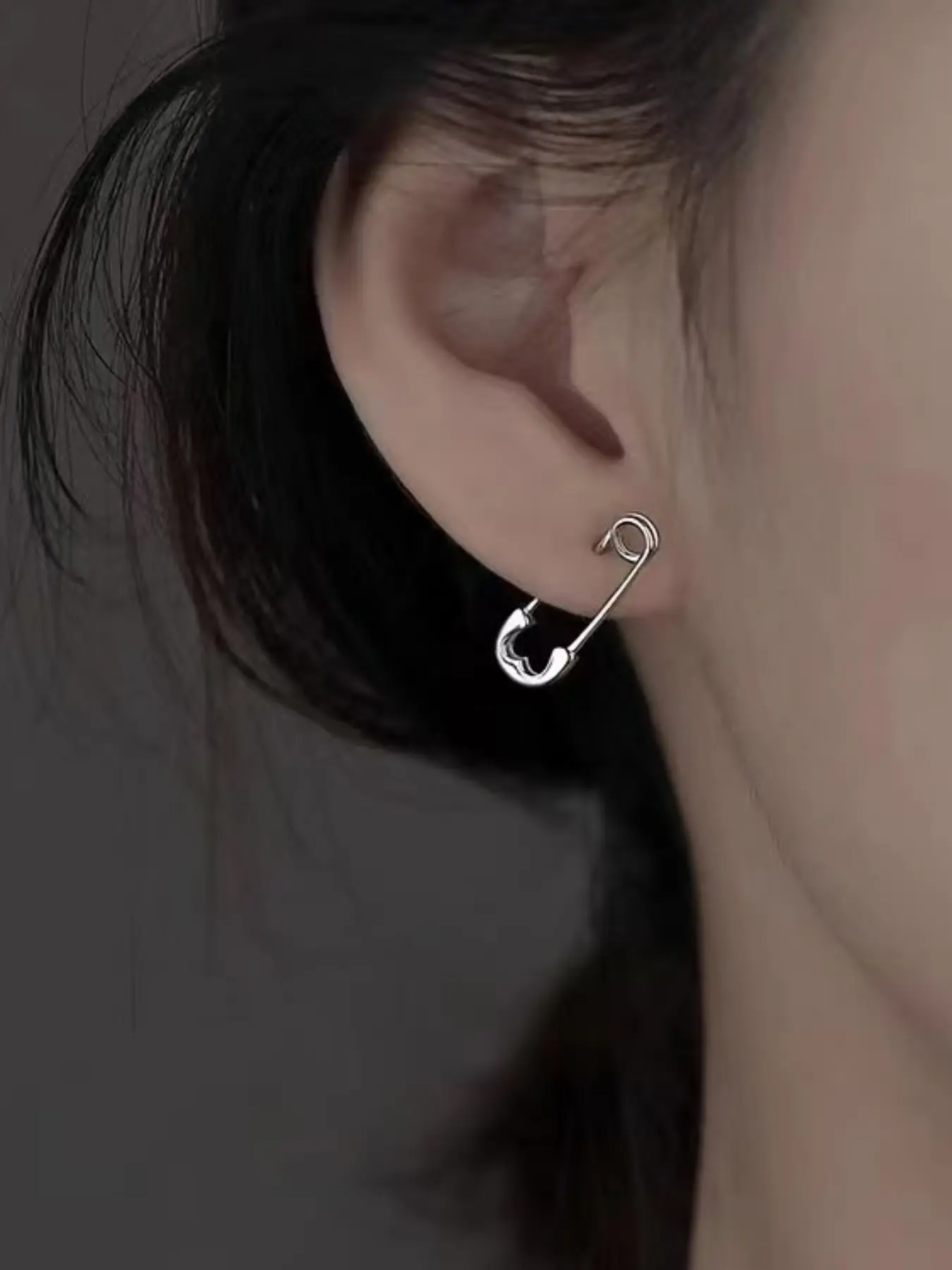 Silver Color Pin Earrings, Minimalist Design, Daily Commute Jewelry, Unique Style, Versatile Ear Accessories, Trendy Fashion