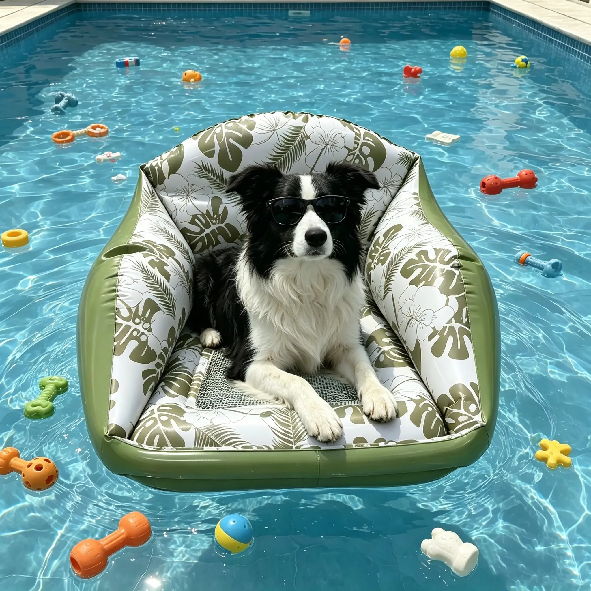 Dog Pool Sofa Float Pad, Inflatable Pet Pool Float with Mesh Seat, Suitable for Large Dogs, Summer Outdoor Water Toy, Inflatable Floater, Pool Inflatables, Floaties #GLOBAL PICKS