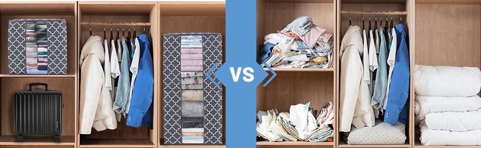 Storage Bags [3 Pack/100L] Large Blanket Clothes Organization and Storage Containers for Comforters,Bedding, Foldable Organizer with Reinforced Handle, Clear Window, Sturdy Zippers,Gray