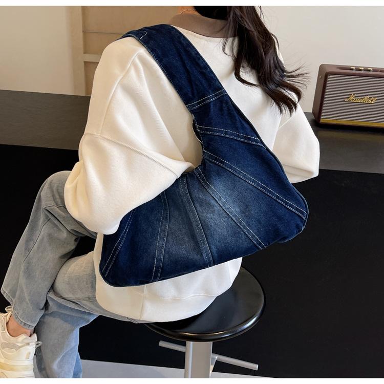 Fashionable Denim Shoulder Bag for Women – New Trendy Design for Cool Girls – Small Casual & Practical Everyday Armhole Bag
