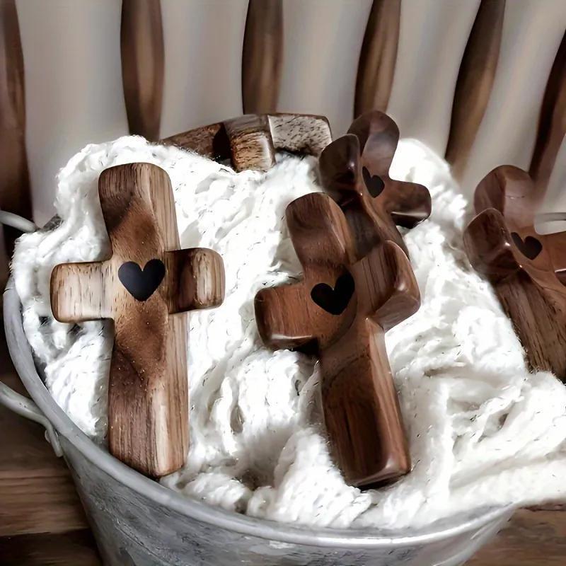 3Pcs Wooden Cross Decorations – Multi-Functional Spiritual Symbols for Home & Office – Ideal Religious Gift & Ornament Set