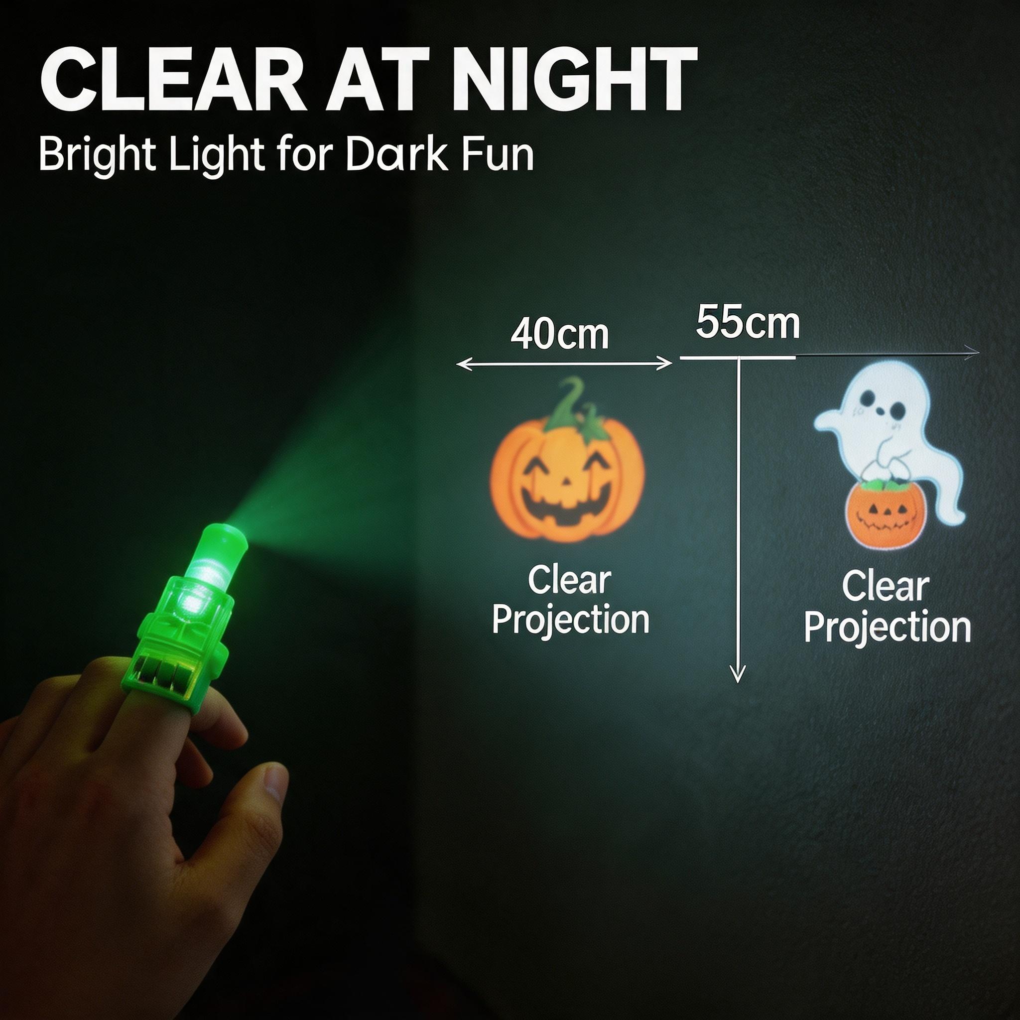 Halloween LED Projection Finger Lights 8pcs/16pcs/24pcs/32pcs , Multi-Color Light Up Finger Projectors with Pumpkin, Ghost, Witch, Bat Cartoon Patterns, Halloween Trick or Treat Goodie Bag Fillers, Night Party Ambient Decor Supplies