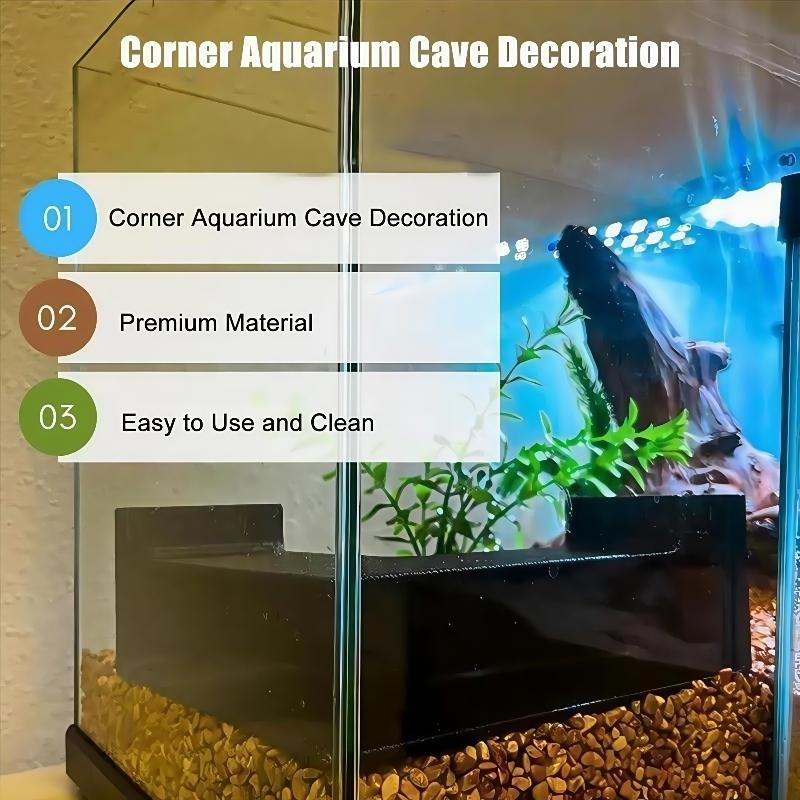 360° Panoramic Aquarium Cave Set, Tropical Fish Shrimp Tunnel Hideout House, Natural Resin Interconnected Design, Tank Decor Accessories
