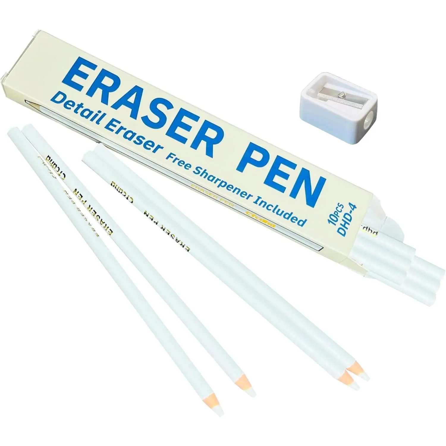 White Precision Pen-Style Writing Erasers, 10-Pack
