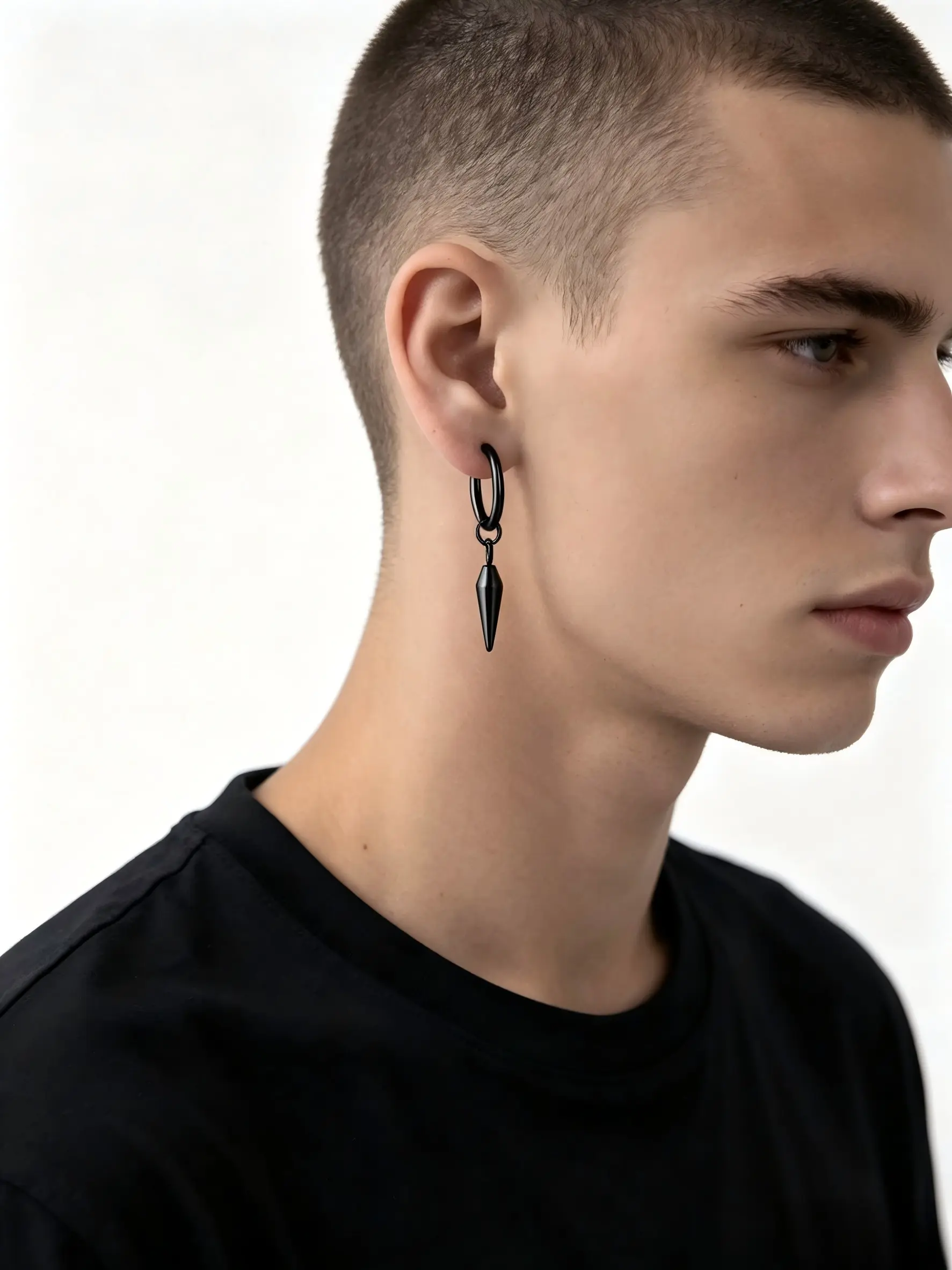 Stainless Steel Conical Pendant Ear Clip, Pain-Free Earring for All Seasons, Unisex Street Style Jewelry, Perfect Gift