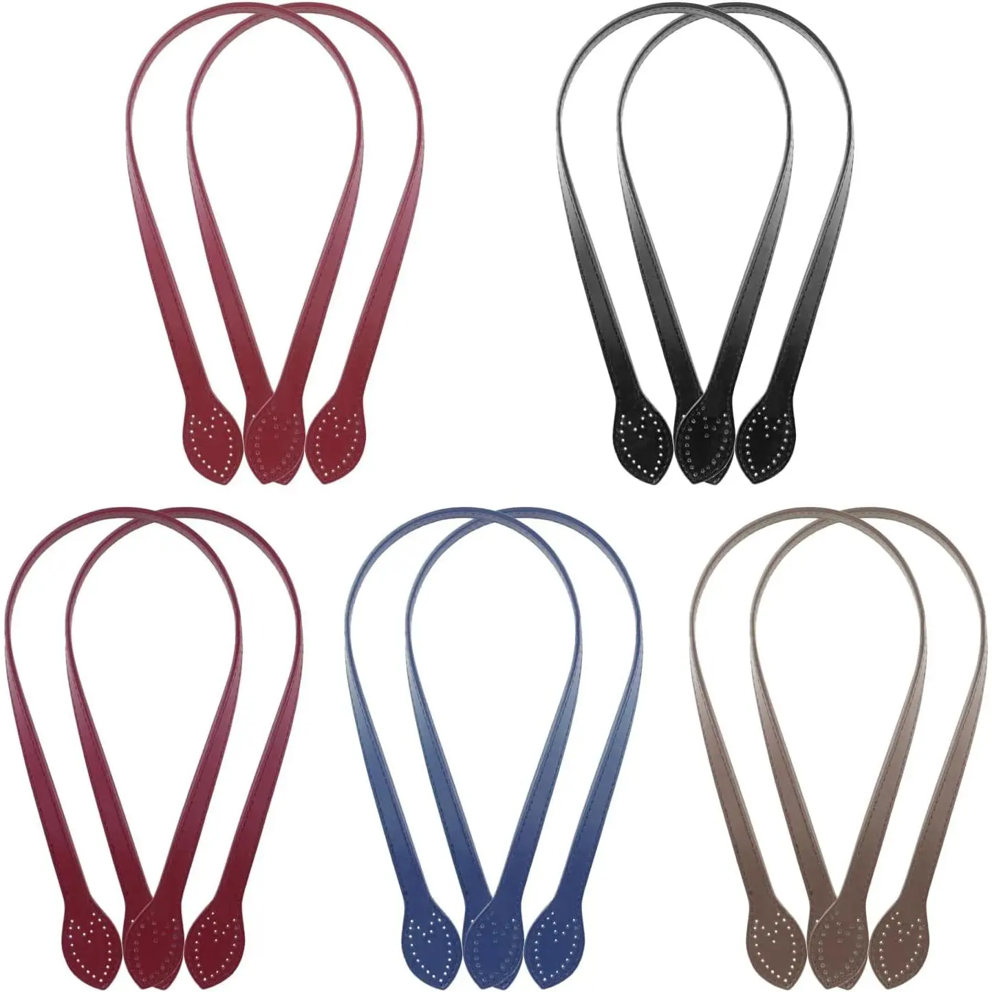10 count PU Leather Purse Straps, 23.4" Bag Strap , 5 Colors Sew  Purse Handles for Crochet Bags Tote Underarm DIY  Handbag Wallet Making Repairing (Set 1)