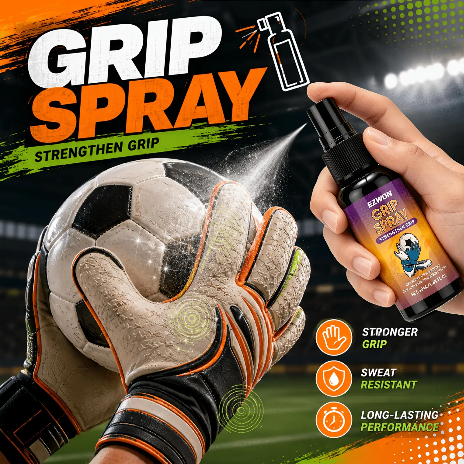 Glove Anti-Slip Adhesive Spray, Quickly Enhances Contact Area Friction, Improves Slippage Caused by Hand Sweat, Maintains Stable Handling Experience, Suitable for Goalkeeper Gloves, Baseball Bats And Climbing Equipment, Baseball Glove Care Agent