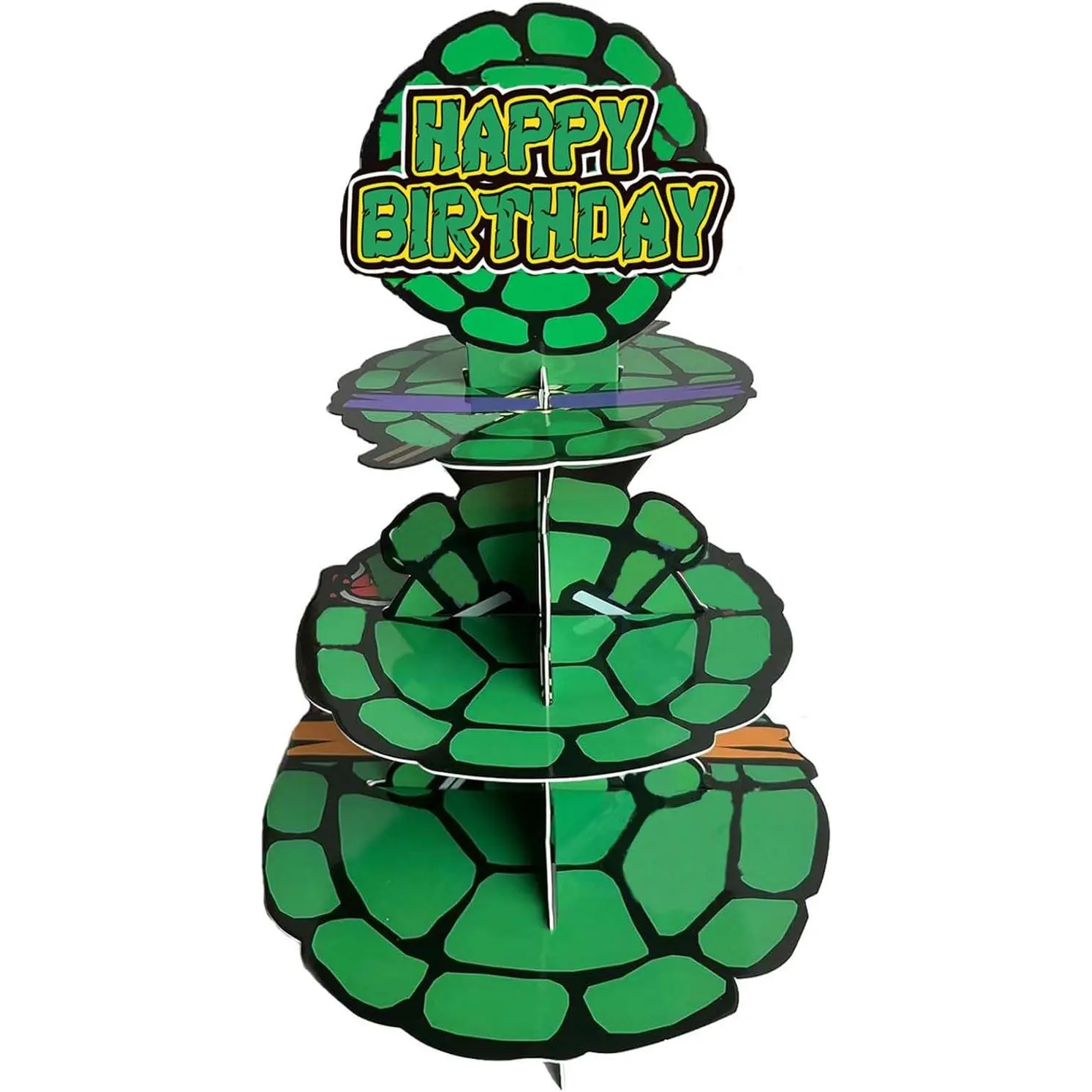 Turtle Cupcake Stand for Table Decorations Green 3-Tier Cupcake Stand for 24 Cupcakes Cartoon  Birthday Party Decorations Turtle Theme Party Supplies