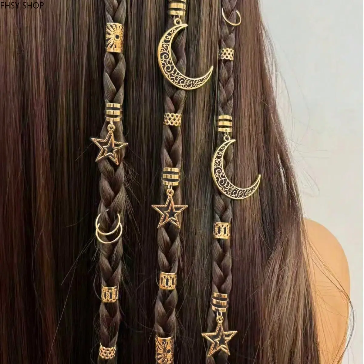 45Pcs Alloy Dreadlock Hair Jewelry Set, Hollow Beads & Cuffs with Pendants for Braids, Festival Hippie Hair Accessories for Women & Girls