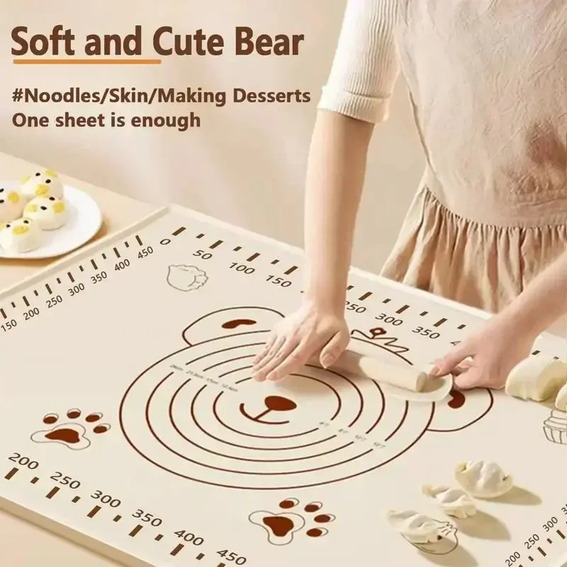 Silicone Baking Mat, 1 Count Non-stick Dough Kneading Mat, Kitchen Baking Utensils for Rolling Dough Pizza, Baking Utensils