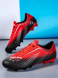 Unisex Low Top Soccer Cleats, Football Cleats, Ag Studs, Anti-Slip Durable PU Leather, Argyle Pattern, Ideal for Short Grass Fields, All-Season Sporty Style