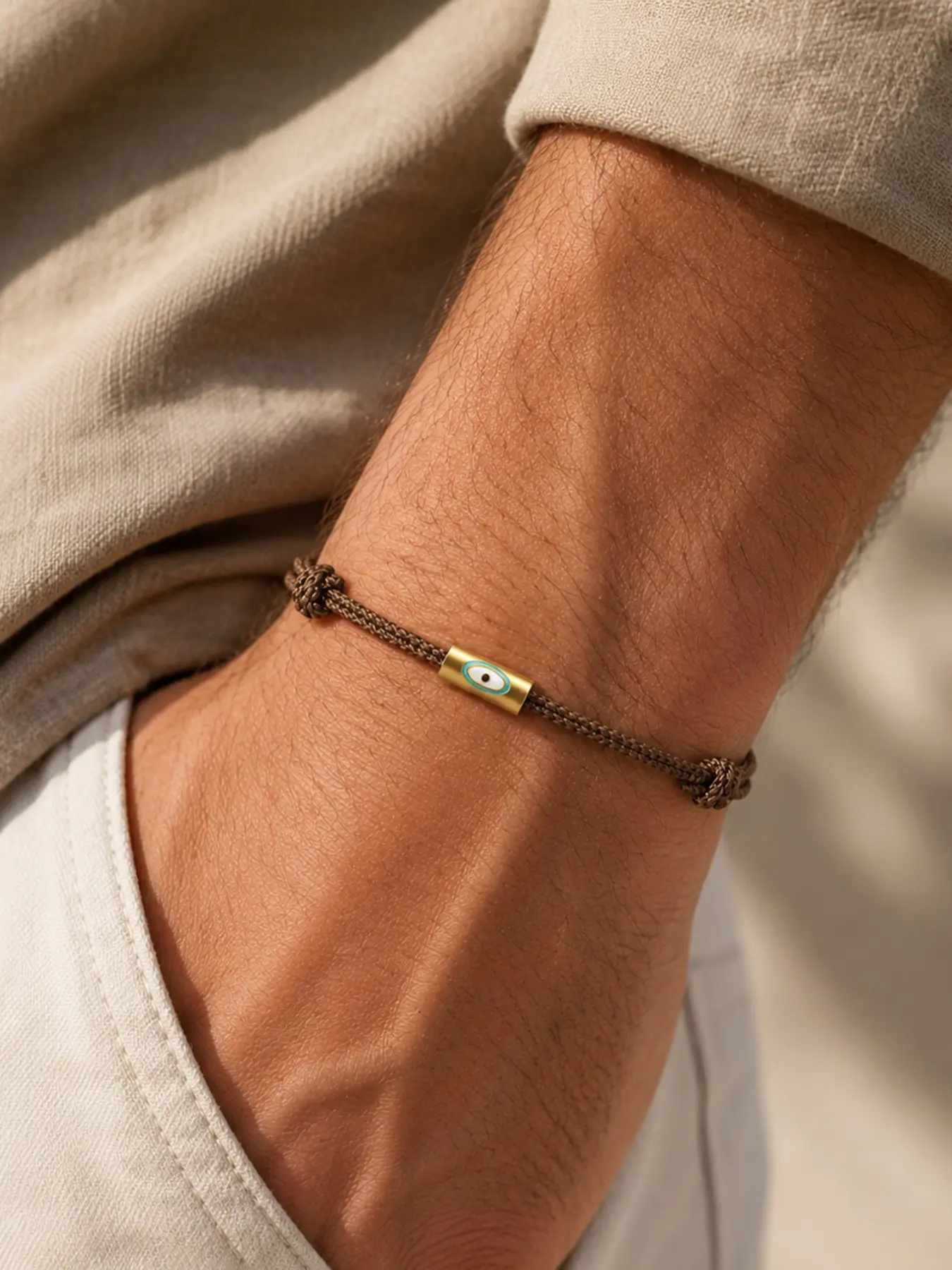 2mm Braided Wrist Strap Bracelet, Distinctive Devil Eye Design, Adjustable Boho Style, Unisex Jewelry for All Seasons