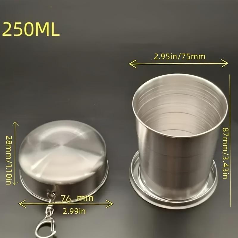 2.54/5.07/8.45oz Stainless Steel Folding Cup, Camping Cookware Retractable Teacups