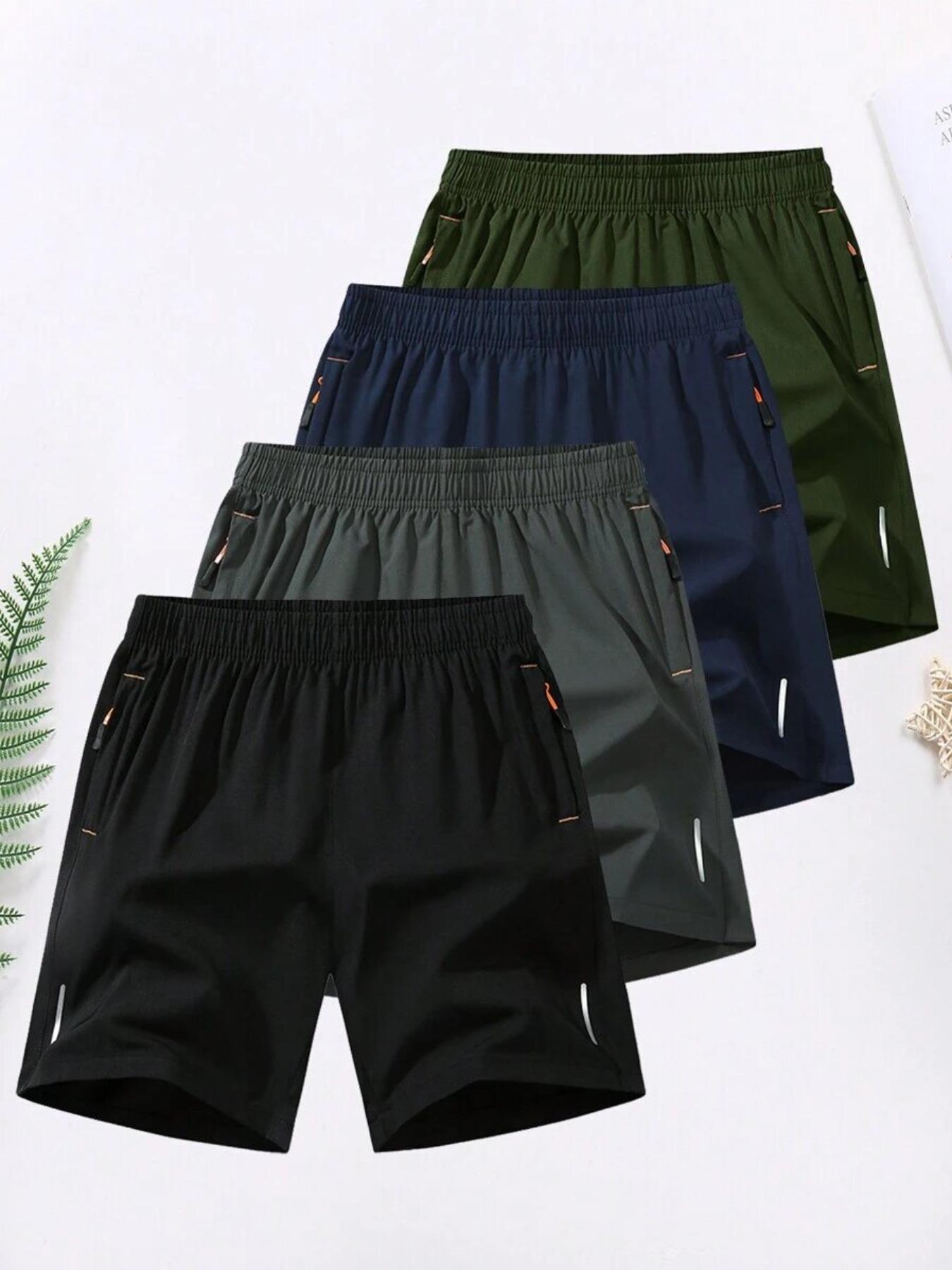 Men's Solid Color Zipper Pocket Shorts,  Casual Comfy Breathable Shorts for Summer, Men's Bottoms for Daily Wear, Casual Shorts Set