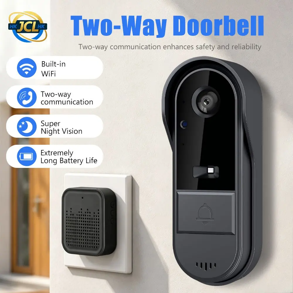 Wireless Video Camera Doorbell, Wi-Fi Smart Security, Smart Human Detection, Color Night Vision, 2-Way Talk, Cloud Storage/TF Card