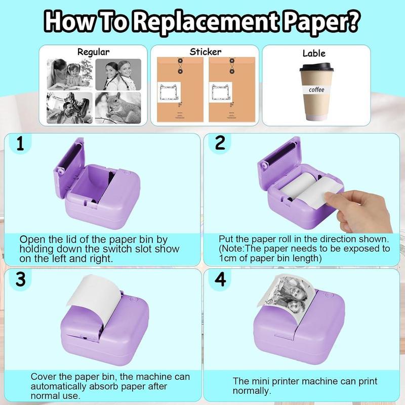 Portable Mini Sticker Printer - Inkless Thermal Bluetooth Pocket Printer for iOS Android Notes Photo