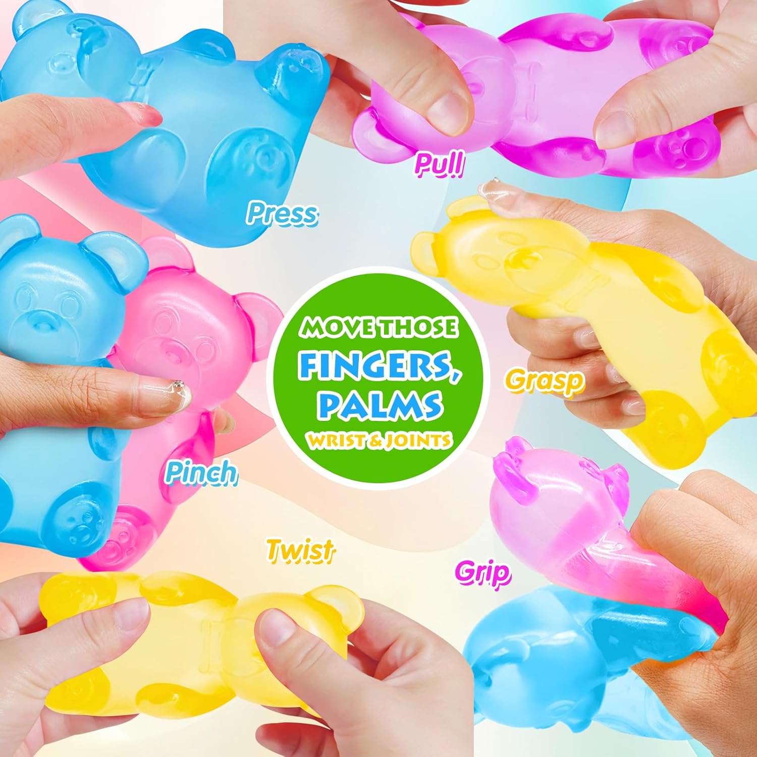 4counts Bear Squishy Sensory Fidget Toy Stress Relief Anxiety Sensory Tool for Focus ADHD & Calming Office Desk Gadget