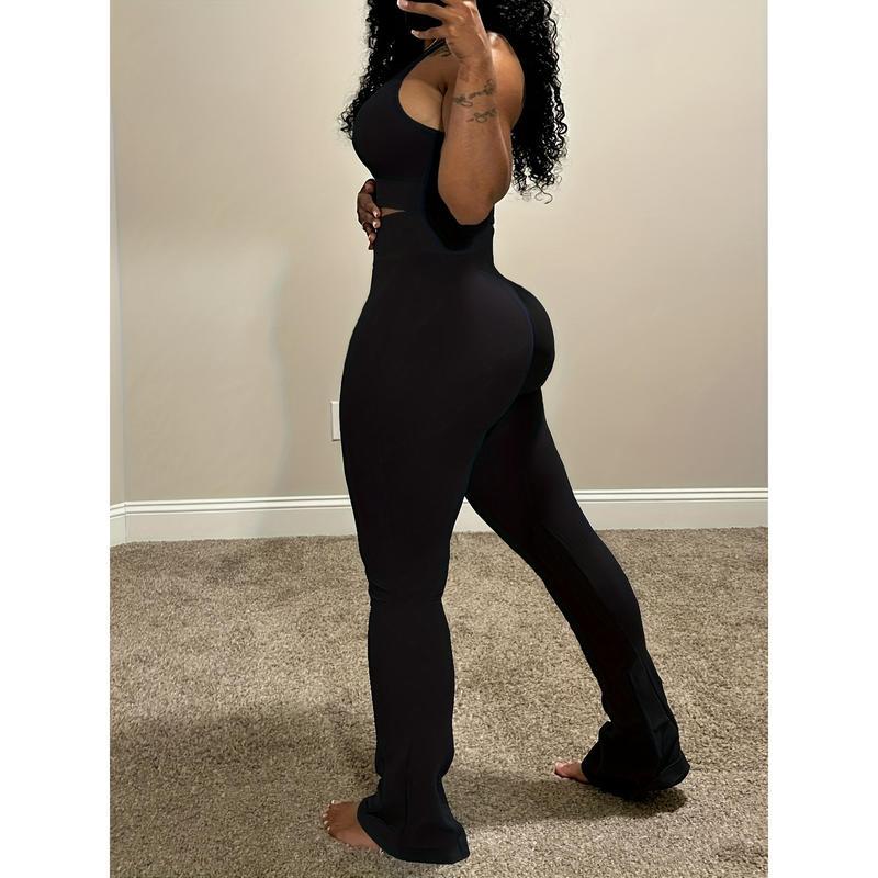 Casual Workout Two Piece Outfits for Women Short Tank Top Crop High Waist Yoga Flare Pants Tracksuit Sets puffer jumpsuit Women's Crochet Halter Neck Skirt Denim Tear5 Hoodie