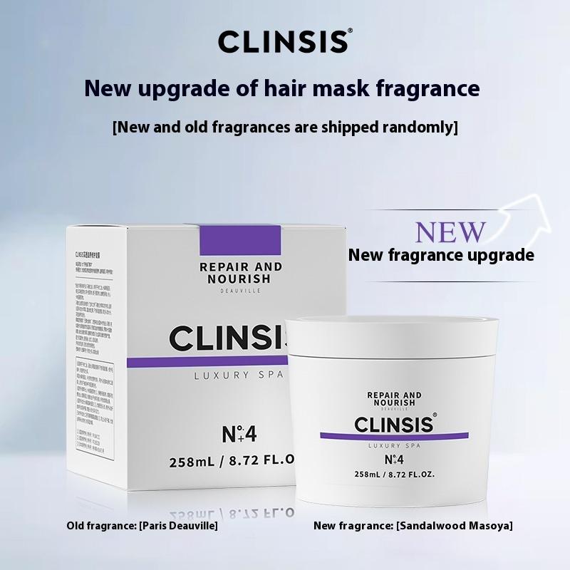 CLINSIS Nº4 Hair Mask - Luxurious Repair, Shiny Hair with Moroccan Argan Oil & French Marula Oil - 258ml - Nourish, Smooth, Repair, Long Lasting Fragrance Aroma Organic Protective Barrier Sandalwood Haircare Scent Salon Scented anti-Frizz Treatment