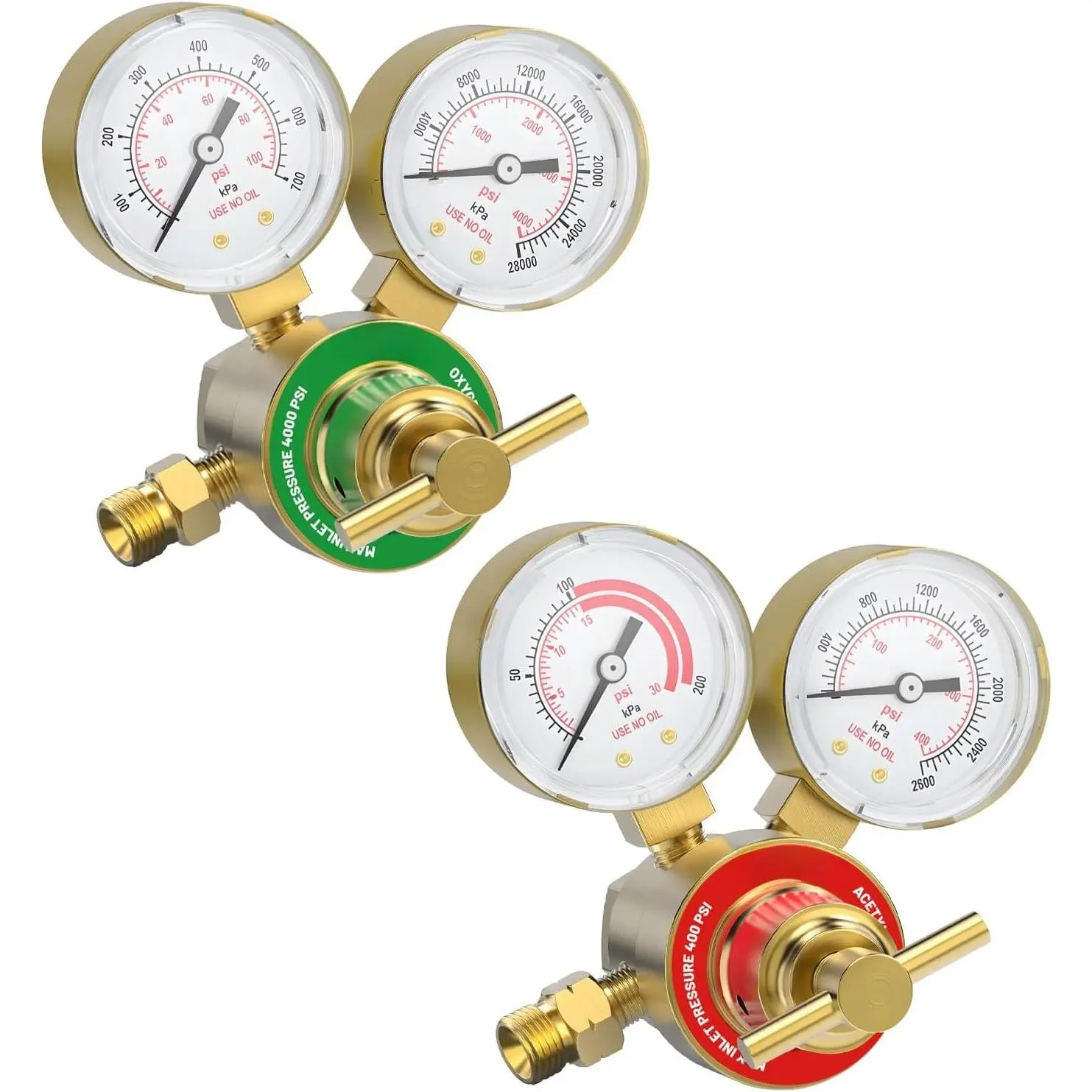Acetylene Regulator Set, CGA540 and CGA200 Inlet Connection 9/16"-18 (Type "B") Outlet Connection