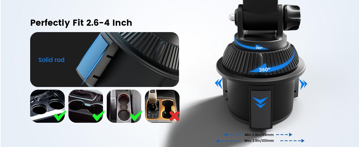 OHLPRO cup holder car tablet mount suitable for trucks, universal iPad holder for 7-11inch iPad Pro Air Mini, Galaxy Tab, adjustable arm, expandable and flexible car mount, suitable for road trip essentials, travel accessories