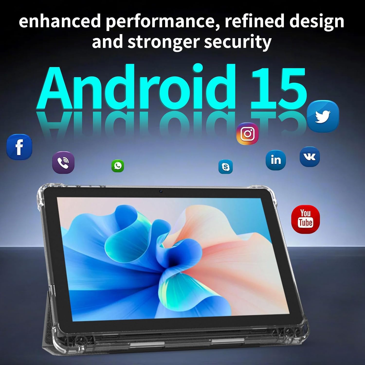 SUNDAY MIRTH Android 15 Tablet 10 inch Tablets, 20GB RAM 128GB ROM 2TB Expand, 2.0Ghz CPU Quad-Core Processor Tablet PC with Case and Stylus, 5G WiFi6, BT5.0, 6000mAh , Dual Camera, Widevine L1, GMS, Black